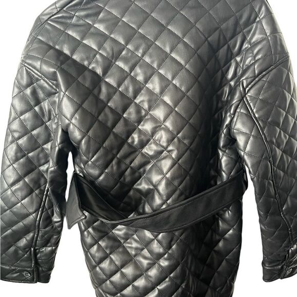 Top Shop Quinn Faux Leather Jacket Size UK 8/US 4 - Picture 6 of 10